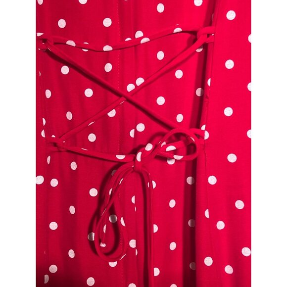 VTG My Michelle Size 7/8 Red Polka Dot Sleeveless Midi Dress Career Vacation Y2K - Picture 10 of 16